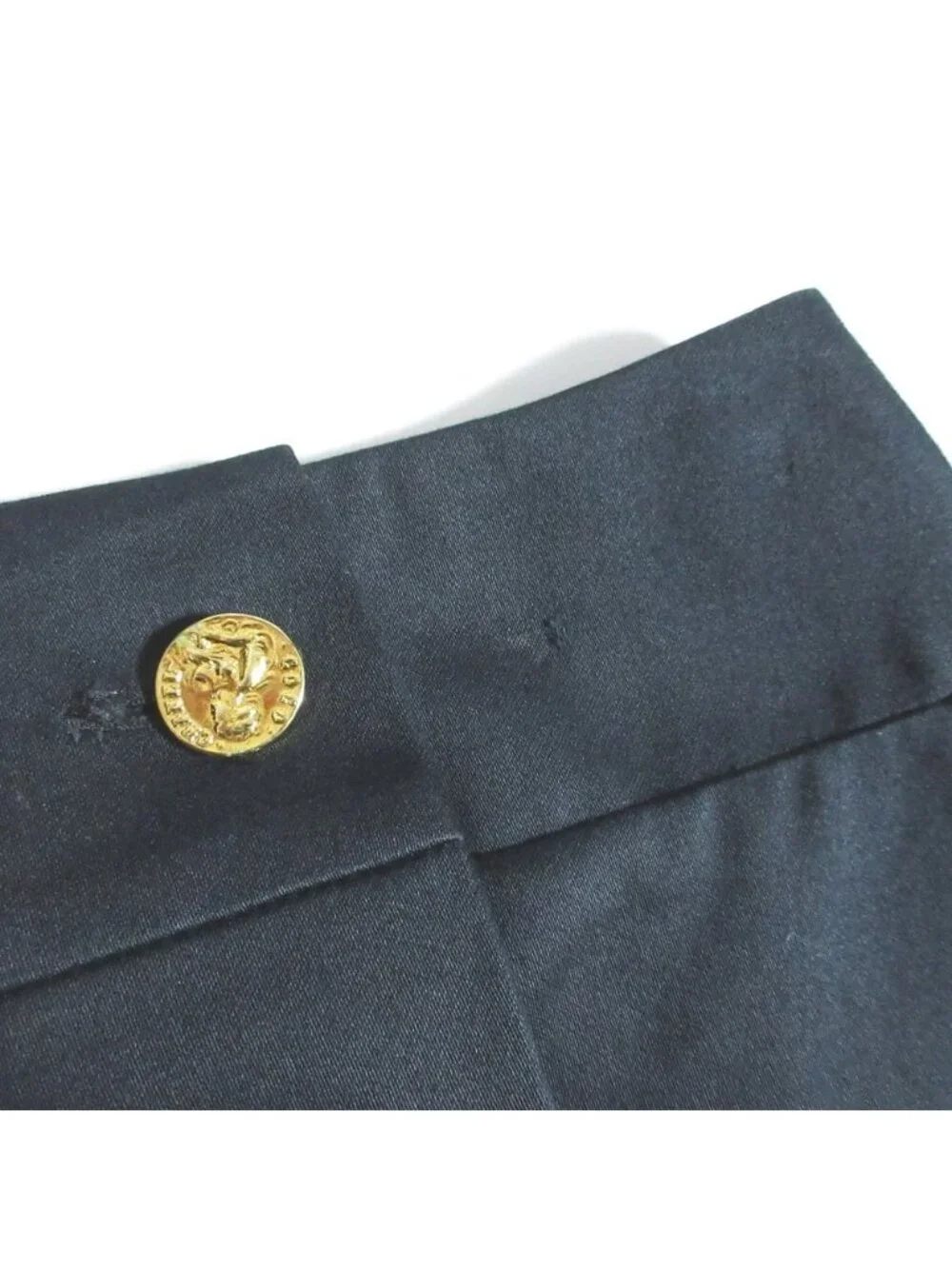 Chanel Vintage Gold Button Mini Skirt 34 Black